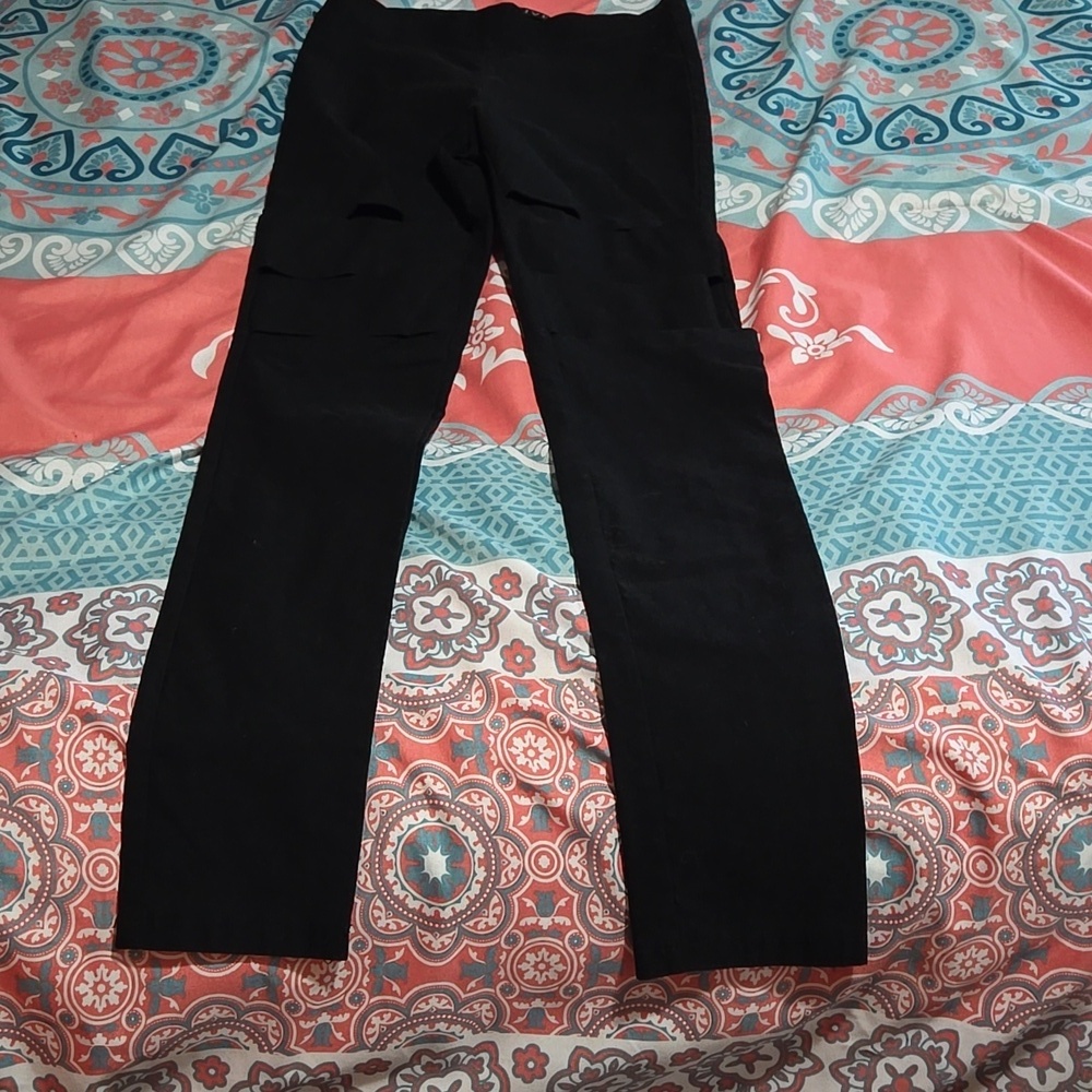 3/$10 Active USA Black Leggings with Cut Outs on Thigh